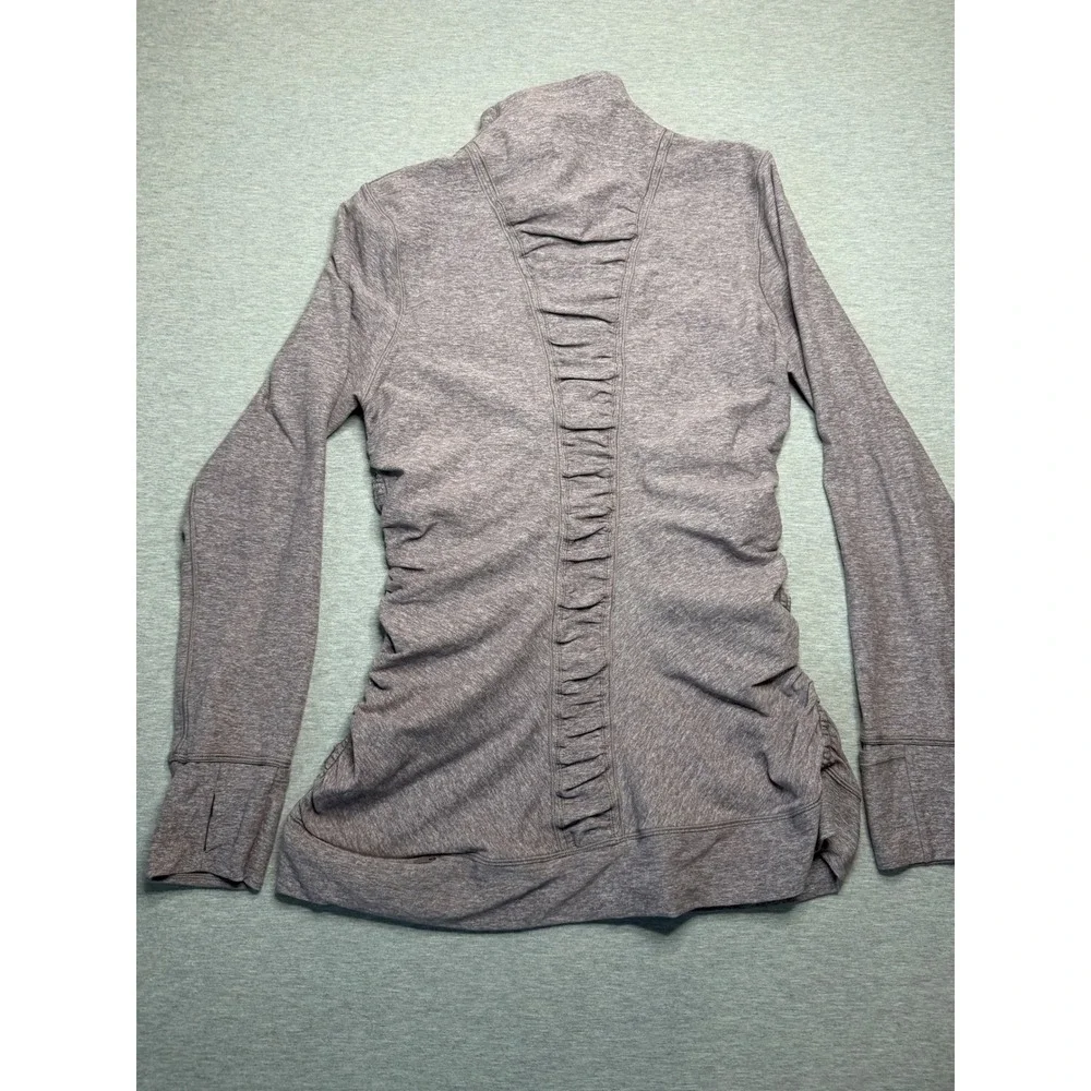 Lululemon Heathered Lunar Rock Ruched back & side cypress kiss 1/2 Zip Jacket 12